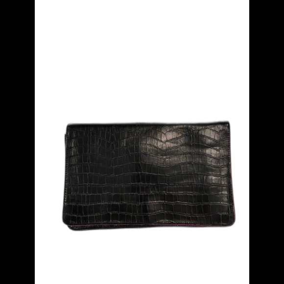 Daisy Fuentes Handbag Purse Black Faux Alligator Skin Clutch w/ Chain Strap Bag - Picture 2 of 9